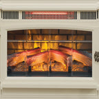 Freestanding Electric Fireplace Stove Heater with 3D Flame Effect for 1,000 Sq. Ft. Room, Cream