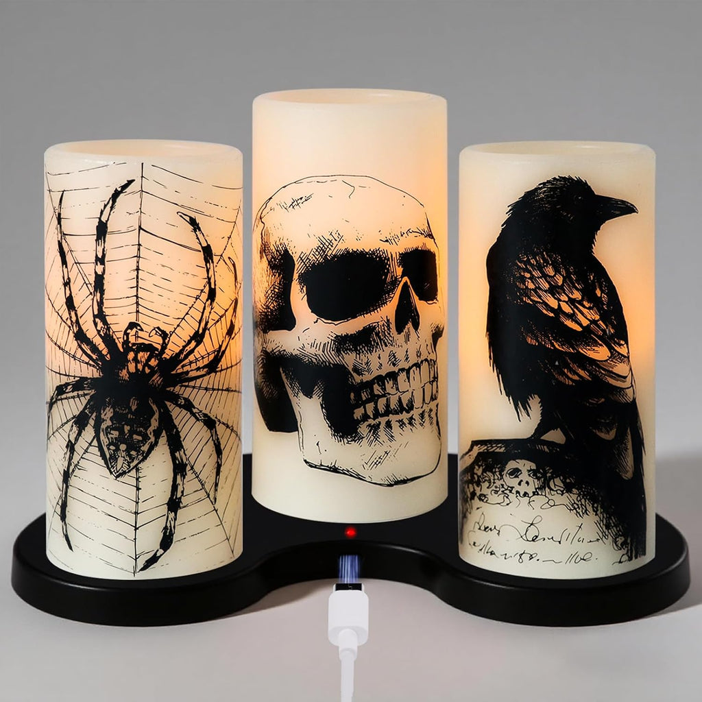 Pumpkin Halloween Flameless Candles Battery Operated with Timer