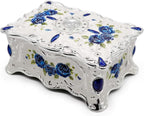 Hipiw Vintage Metal Jewelry Box Organizer for Women, 4.9"X3.4"X2.7"