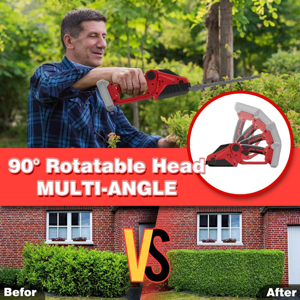 Cordless Hedge Trimmer Compatible with Milwaukee 18V Battery(No Battery),2200Rpm Mini Grass Shear,2 in 1 Handheld Electric Hedge Trimmer/Grass Cutter,Shrub/Bush Trimmer for Gardening,Yard