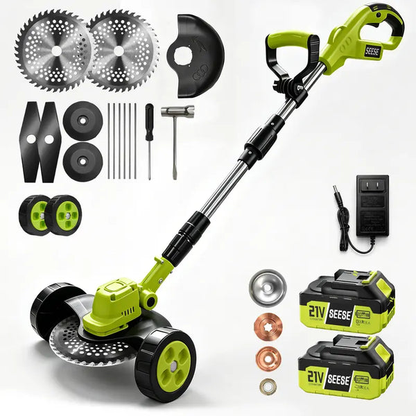 SEESE Cordless Electric Weed Wacker, 3 Different Blades for Lawn Trimming & Edging, with 2 Batteries, Lightweight Design - Suitable for Yard, Garden​