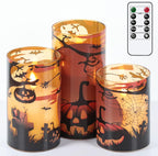 Pumpkin Halloween Flameless Candles Battery Operated with Timer